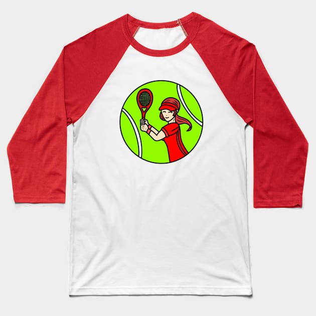 Beautiful cartoon tennis girl Baseball T-Shirt by Andrew Hau